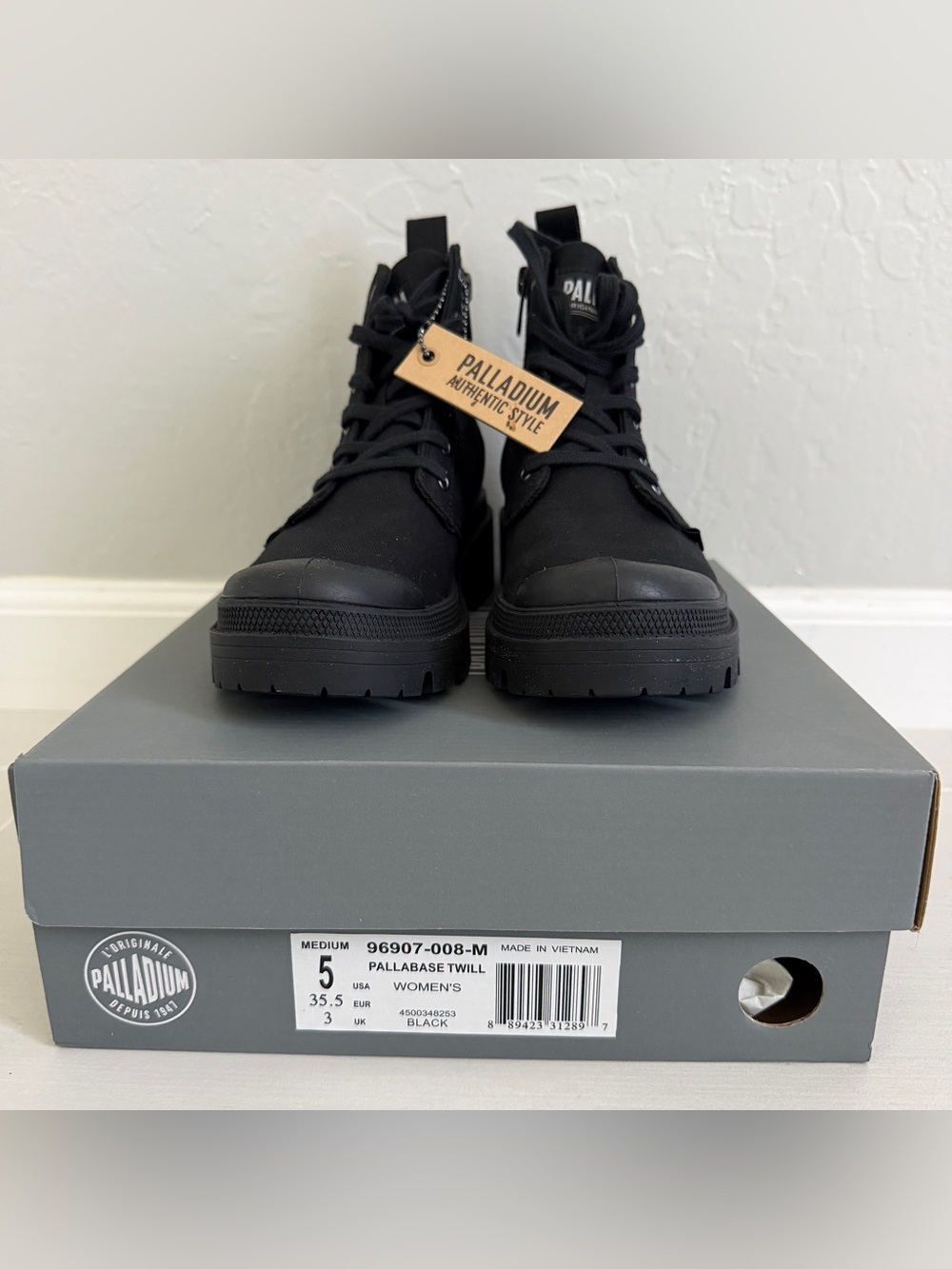 Palladium Pallabase Twill Lace Up Boots Black